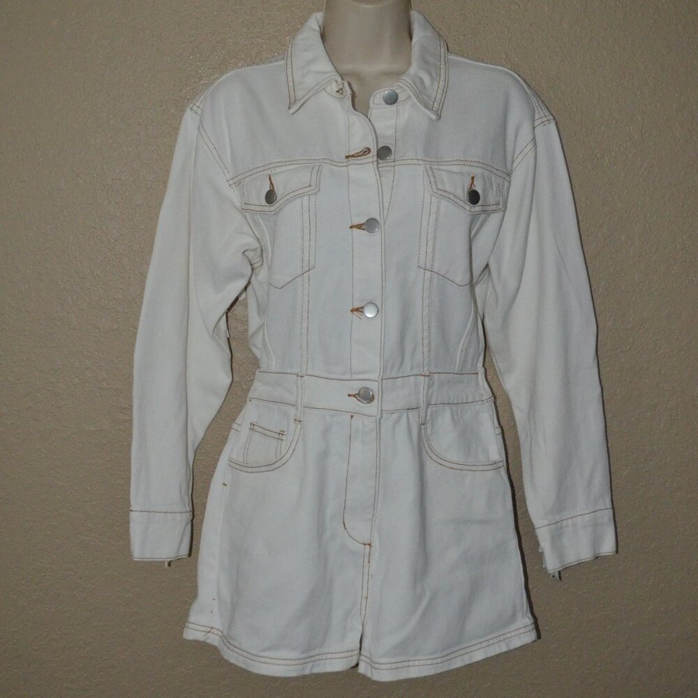 Sz S Le Lis White Denim Shorts Romer with Fringe